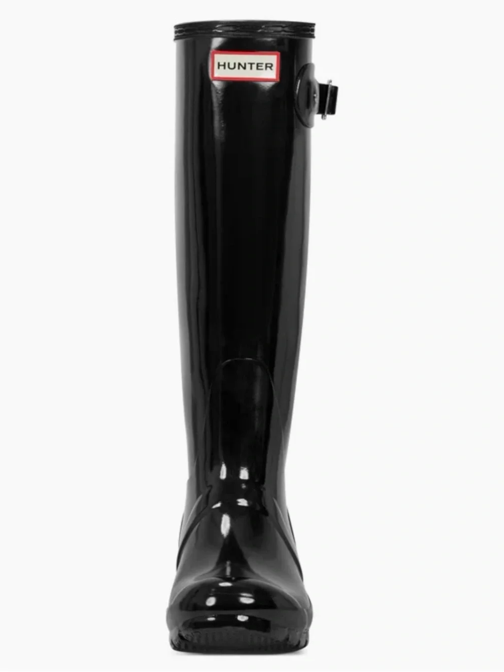 Hunter Women's Black Gloss Tall Rain Boots with Side Buckle